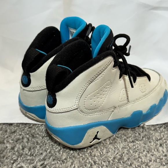 Jordan 9 Retro Toddler Shoes Summit White-Black-Dark Powder Blue Size 9C - Picture 6 of 10